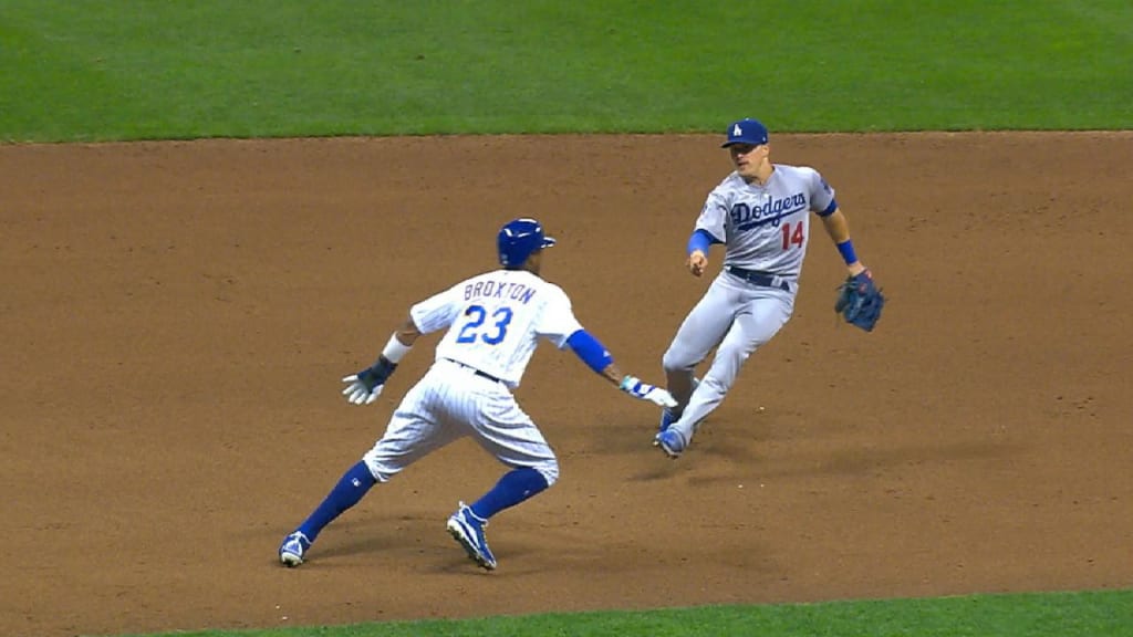 Enrique Hernandez ran all the way in from center field to catch