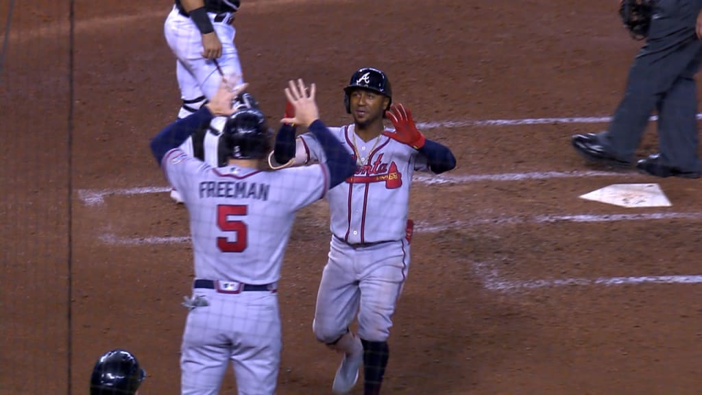 Ozzie Albies dons the big hat to celebrate his game tying home run. :  r/baseball