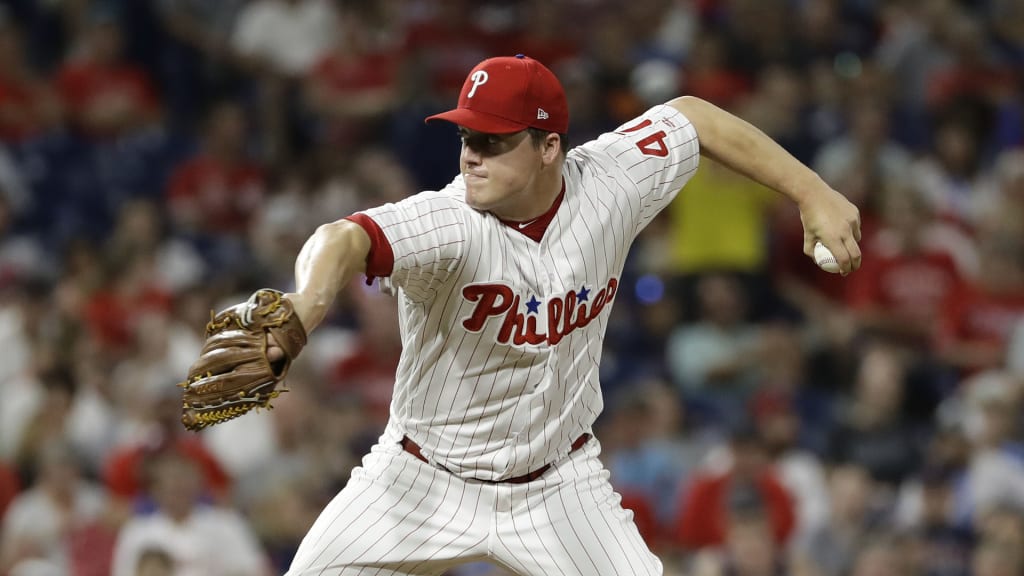 Philadelphia Phillies' Aaron Loup in action during a baseball game against the Boston Red Sox, Wednesday, Aug. 15, 2018, in Philadelphia. (AP Photo/Matt Slocum)