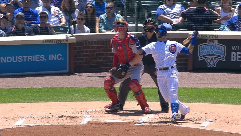 Javier Báez struck out on another pitch in the opposite batter's box