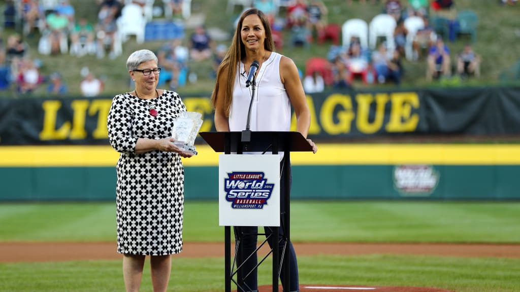 Retired National Pro Fastpitch star and Olympic gold medalist Cat Osterman was enshrined into the Little League Hall of Excellence on Aug. 23. (Alex Trautwig/MLB Photos)