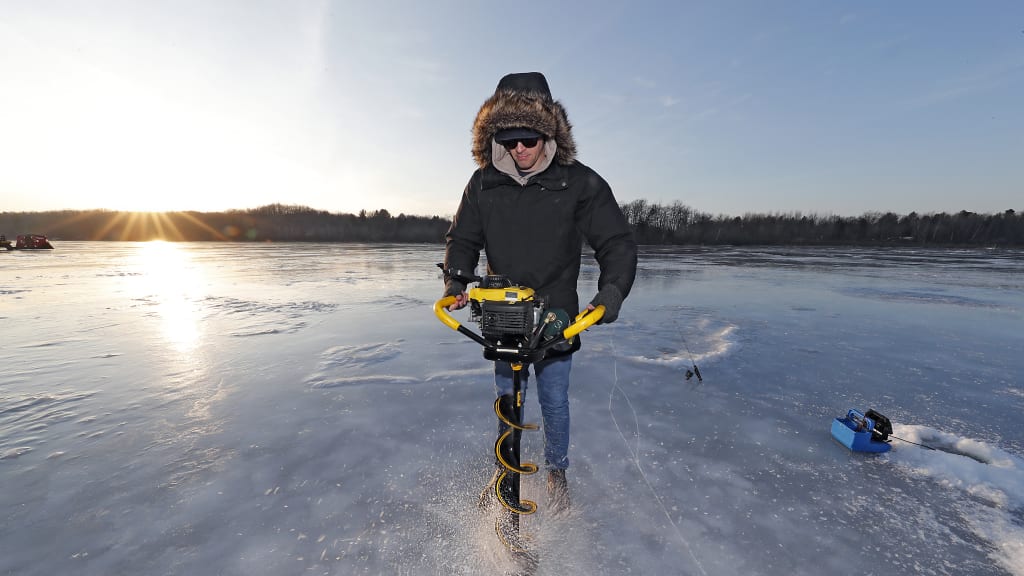 James Paxton ice fishing in Wisconsin