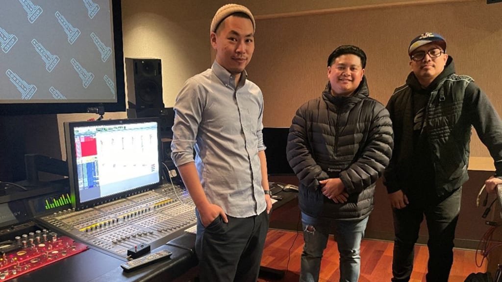 (Left to right) Will Yen, DJ Rocryte and Geo at Formosa Interactive Seattle’s studio.