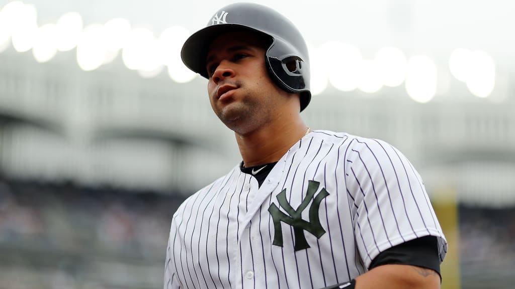 NEW YORK, NY - MAY 28: Gary Sanchez #24 of the New York Yankees walks back to the dugout during a game against the Houston Astros at Yankee Stadium on Monday, May 28, 2018 in the Bronx borough of New York City. (Photo by Alex Trautwig/MLB Photos via Getty Images) 