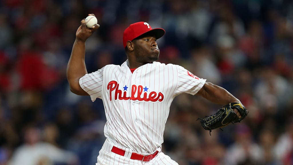 Hector Neris of the Phillies delivers a pitch against the Mets during the ninth inning of a game at Citizens Bank Park on May 11, 2018, in Philadelphia. Neris gave up back-to-back home runs to blow the save as the Mets defeated the Phillies, 3-2.