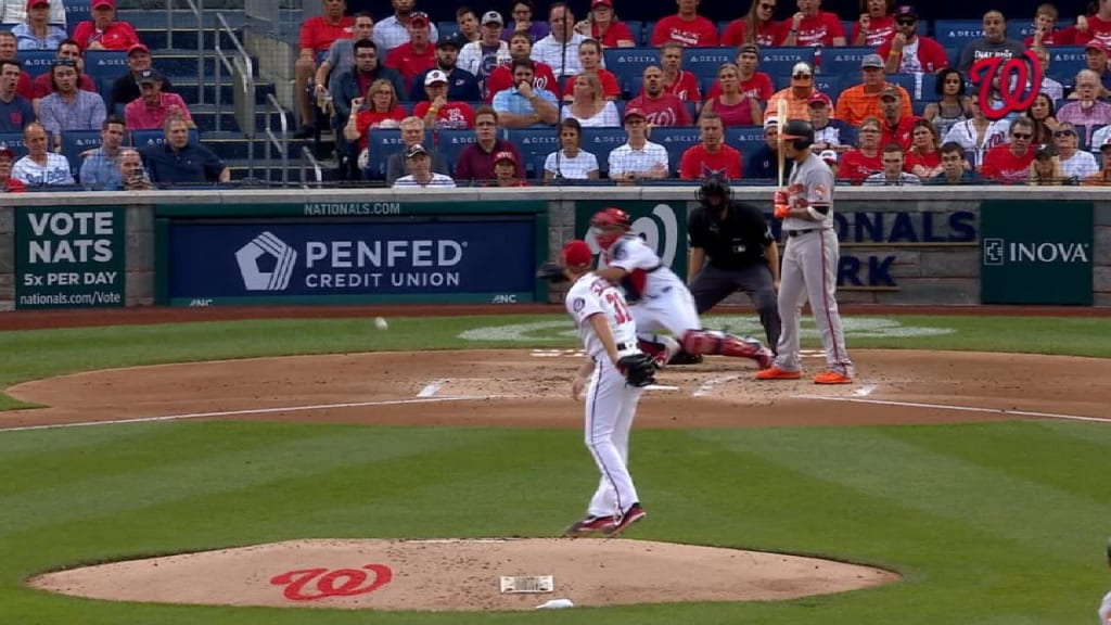 Orioles' Manny Machado hit by pitch after home run vs Nationals' Max  Scherzer - Federal Baseball