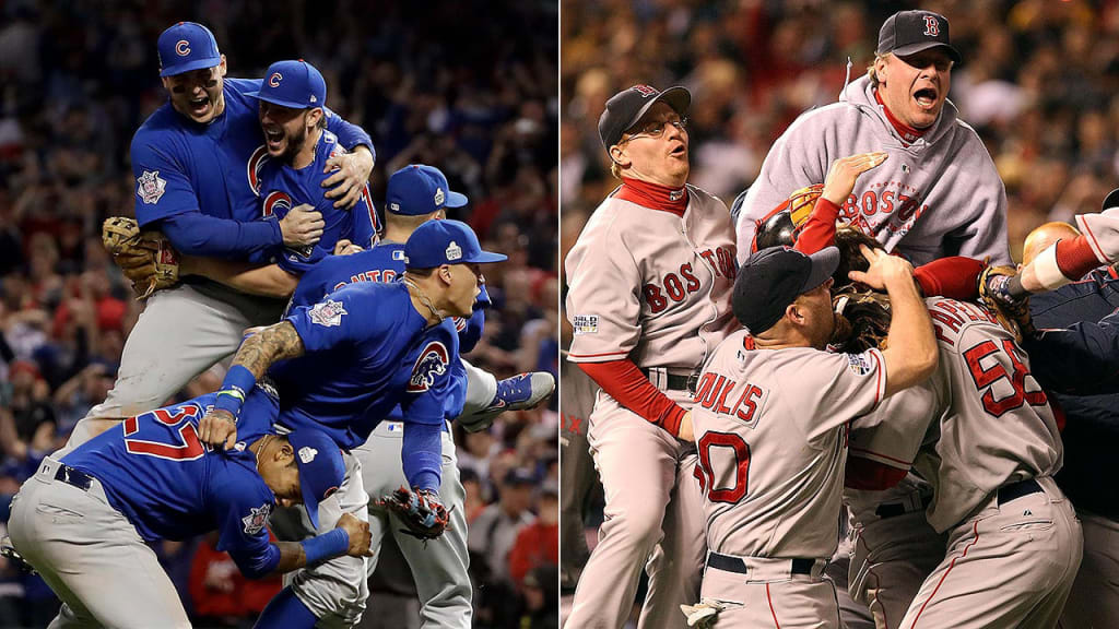 The Cubs (left) ended their 108-year Series drought, while the Red Sox won it all in 2004 for the first time since 1918. (AP/Getty)