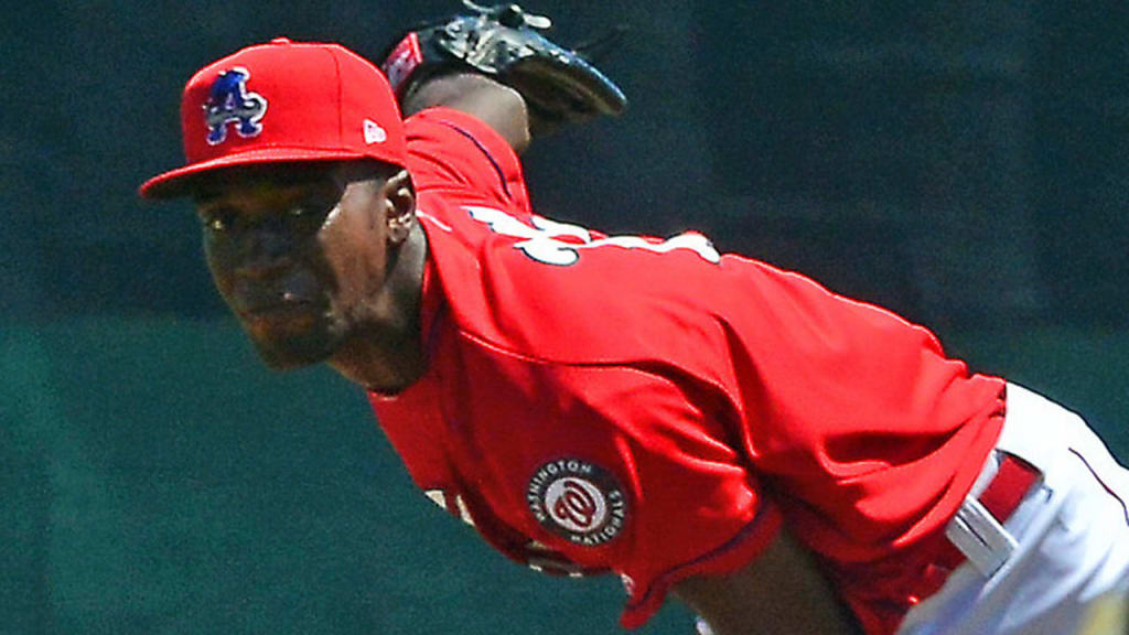 With a lanky frame and an upper-90s fastball, Taylor Hearn is hoping he can earn a spot in the Nats' bullpen. (MiLB)