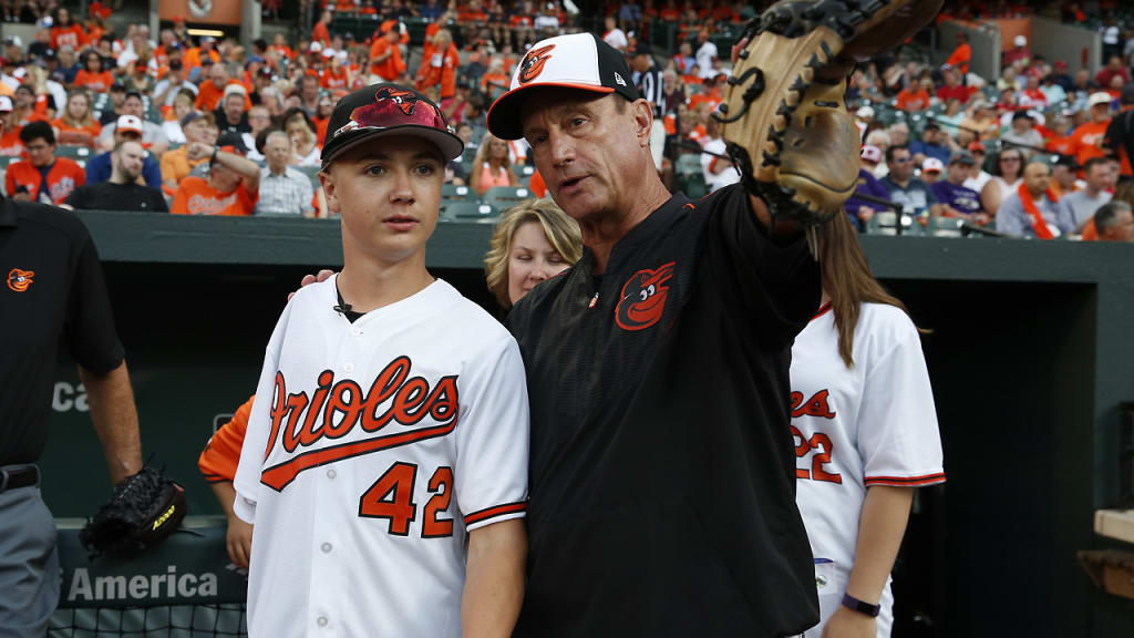 A day after spending time with one-armed catcher Luke Terry, bench coach John Russell filled in as the O's manager Thursday. (Orioles)