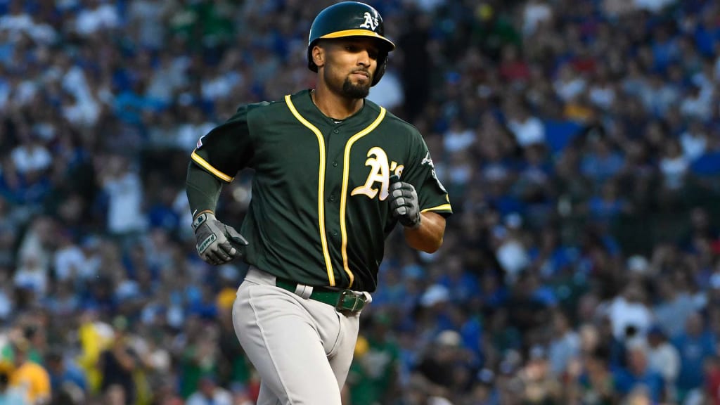 A's Marcus Semien (side) feels 'a little better,' swinging a bat