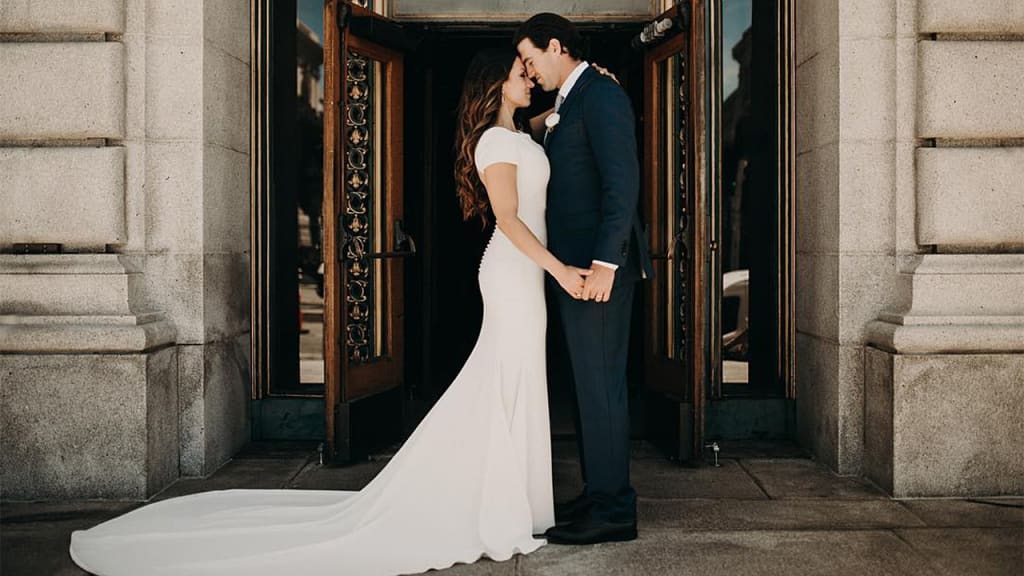 Maddi and Cory Gearrin were married at San Francisco City Hall on Thursday. (Maddi Gearrin on Instagram)