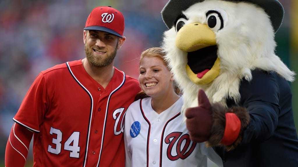 Bryce Harper was able to spend an entire day with Kaylan through the Make-A-Wish Foundation. (AP)