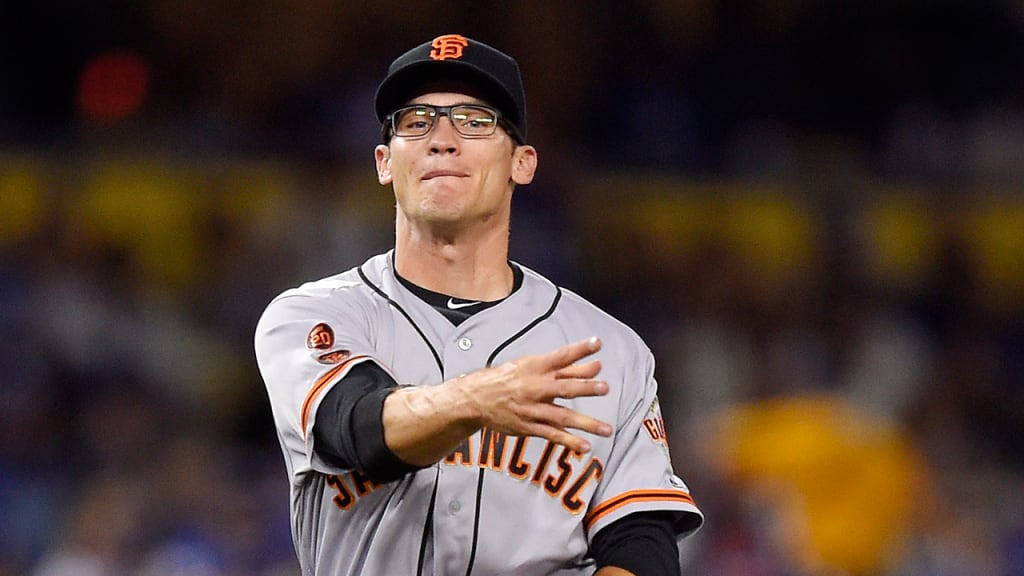 Shortstop Kelby Tomlinson committed two errors Friday in the Giants' 7-3 loss to the Dodgers.