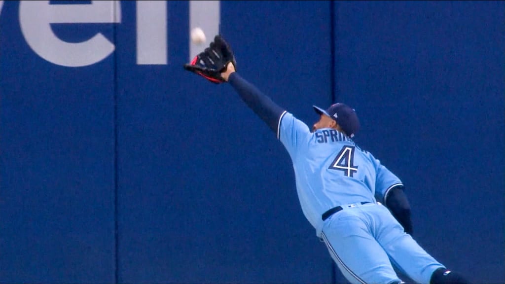 George Springer 4 Toronto Blue Jays baseball player action pose