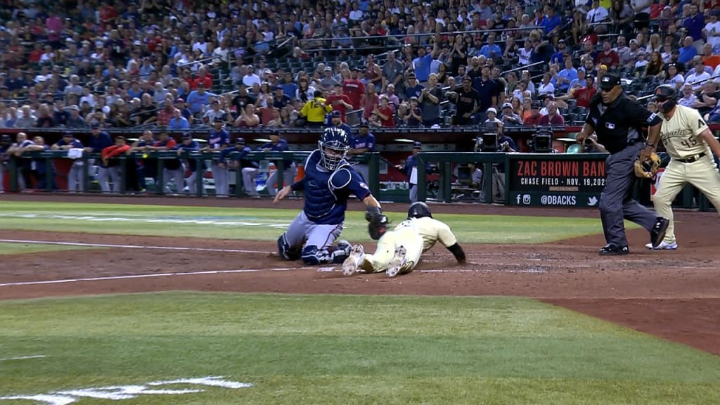 Mike Trout congratulates D-backs' Buddy Kennedy for AFL award