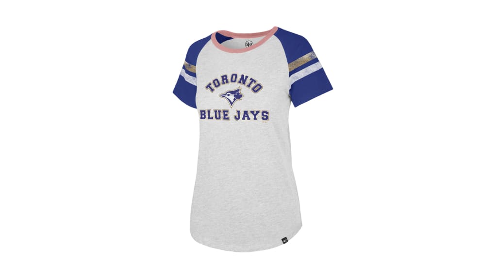 Women's Toronto Blue Jays PINK by Victoria's Secret White/Royal Bling  Campus Henley T-Shirt