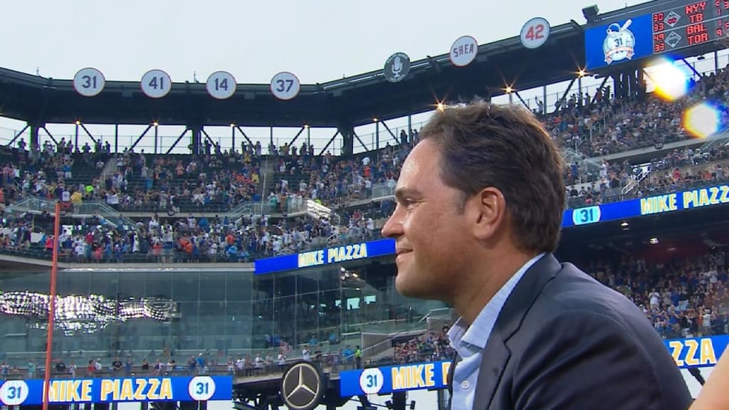 The Mets' retired numbers on the left field wall at Citi F…