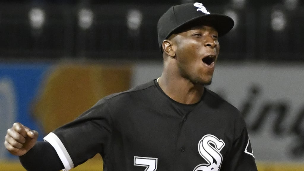 Chicago White Sox's Tim Anderson celebrates the team's 8-3 win against the Milwaukee Brewers in a baseball game Friday, June 1, 2018, in Chicago. (AP Photo/David Banks)
