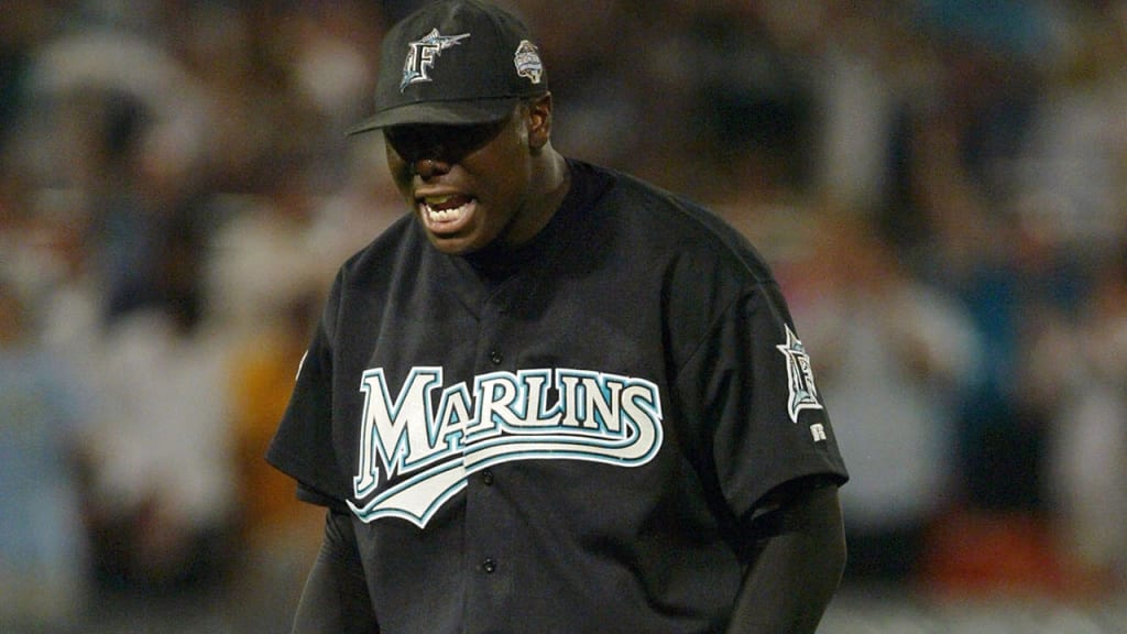 Dontrelle Willis celebrates after finishing the eighth inning of Game 5 of the 2003 World Series vs. the Yankees. (Doug Pensinger/Getty Images)
