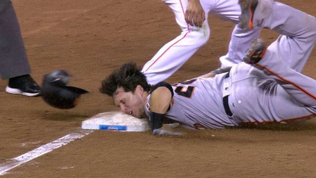 Posey's face meets the base