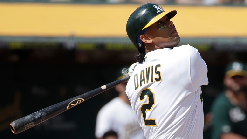 A's Khris Davis crushes home run while wearing jersey signed by