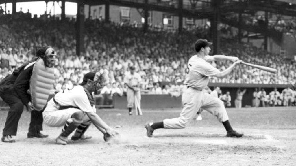 Joe DiMaggio's three-run shot in the fourth was his seventh home run of the season (Baseball Hall Of Fame)