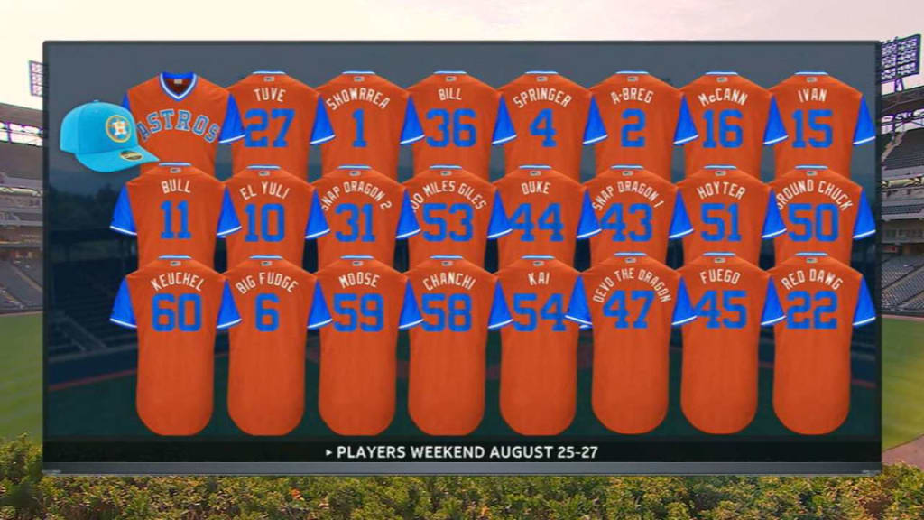 Nickname each Astros player will use during Players' Weekend
