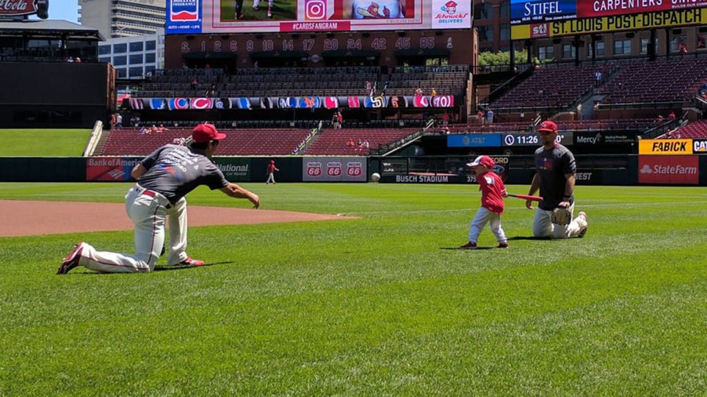 Bryor Lacey plays a pickup game with Matt Bowman and Trevor Rosenthal. (Jenifer Langosch)