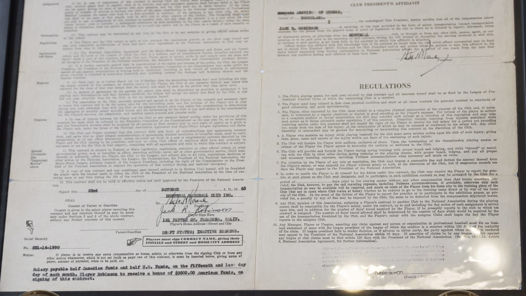 CAAM  #blackhistory: On April 10, 1947, Jackie Robinson becomes first  black player signed to a Major League Baseball contract