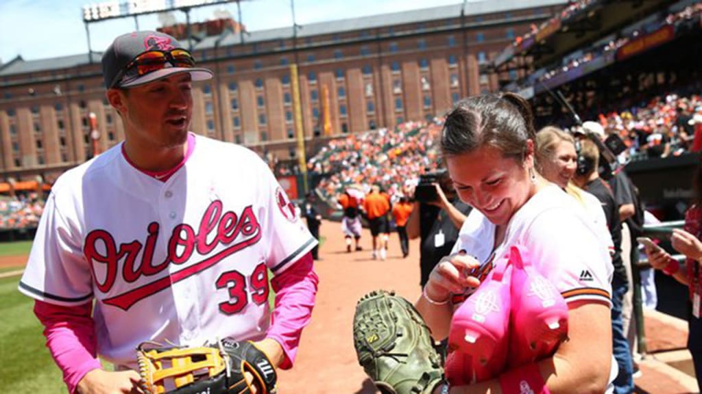O's Honorary Bat Girl Crystal Silins threw out the first pitch at Camden Yards on Sunday. (Orioles)