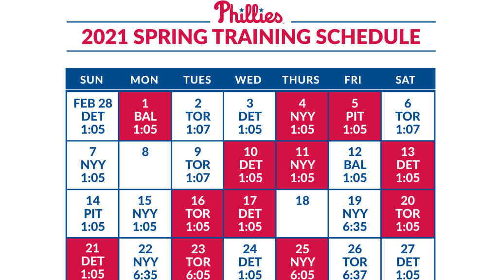 Philadelphia Phillies 2022 Schedule Press Release: Revised Phillies Spring Training Schedule Announced; Fans To  Return In Limited Capacity