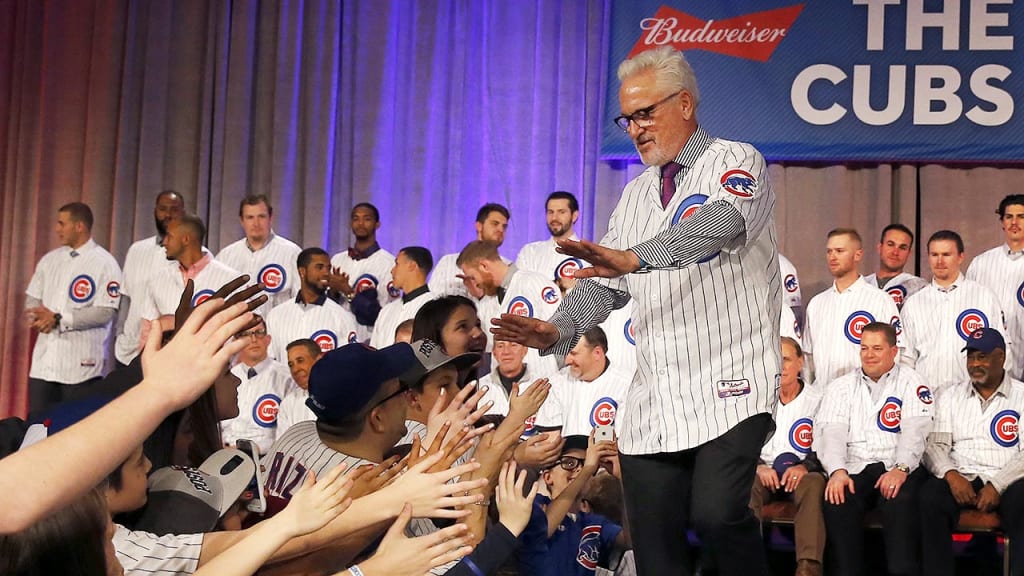 Cubs manager Joe Maddon certainly knows how to make an entrance. (AP)