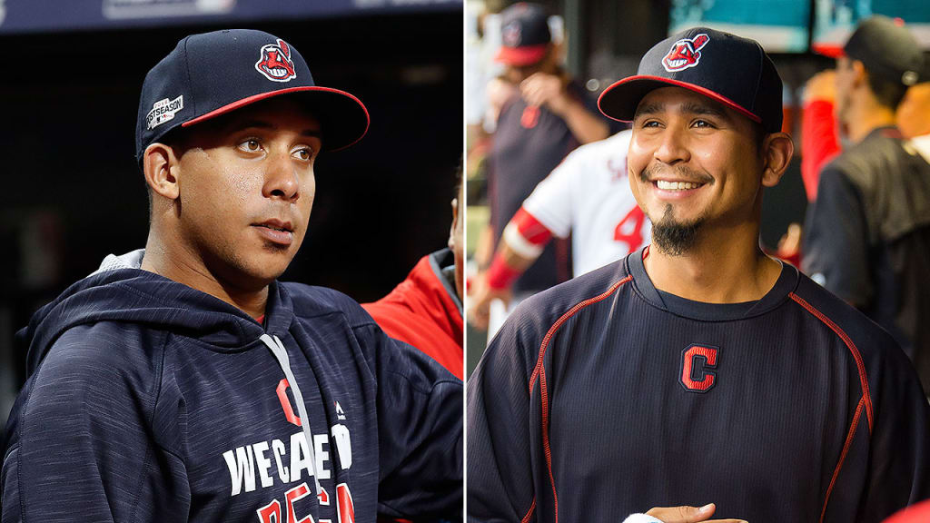 Michael Brantley and Carlos Carrasco remain supportive during the Indians' run. (AP/Getty)
