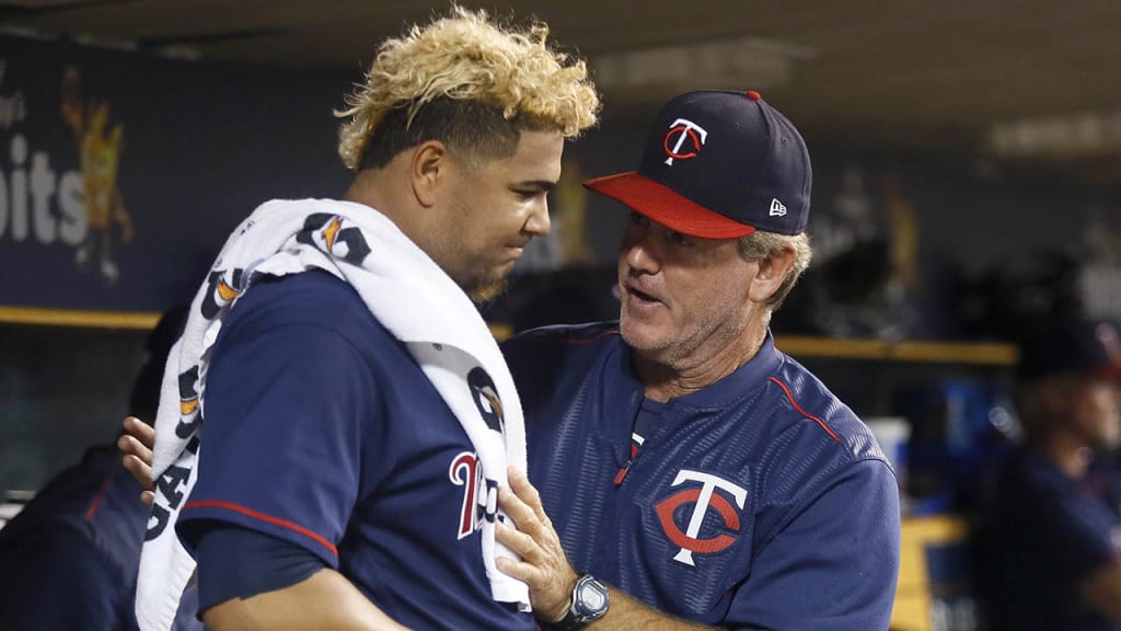 Pitcher Adalberto Mejia with pitching coach Neil Allen in September. (Getty Images)
