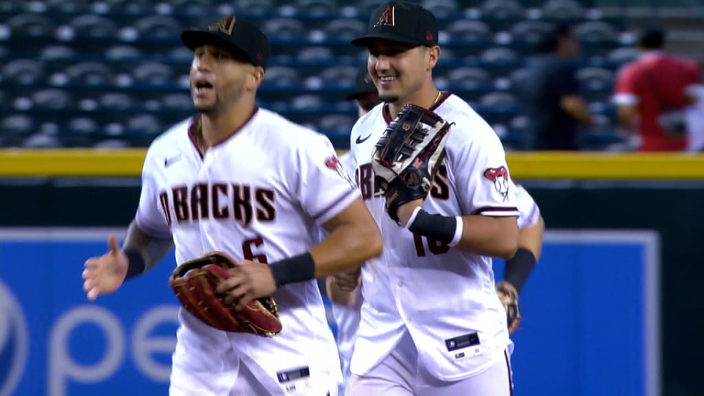 Arizona Diamondbacks starter Curt Schilling, right, is