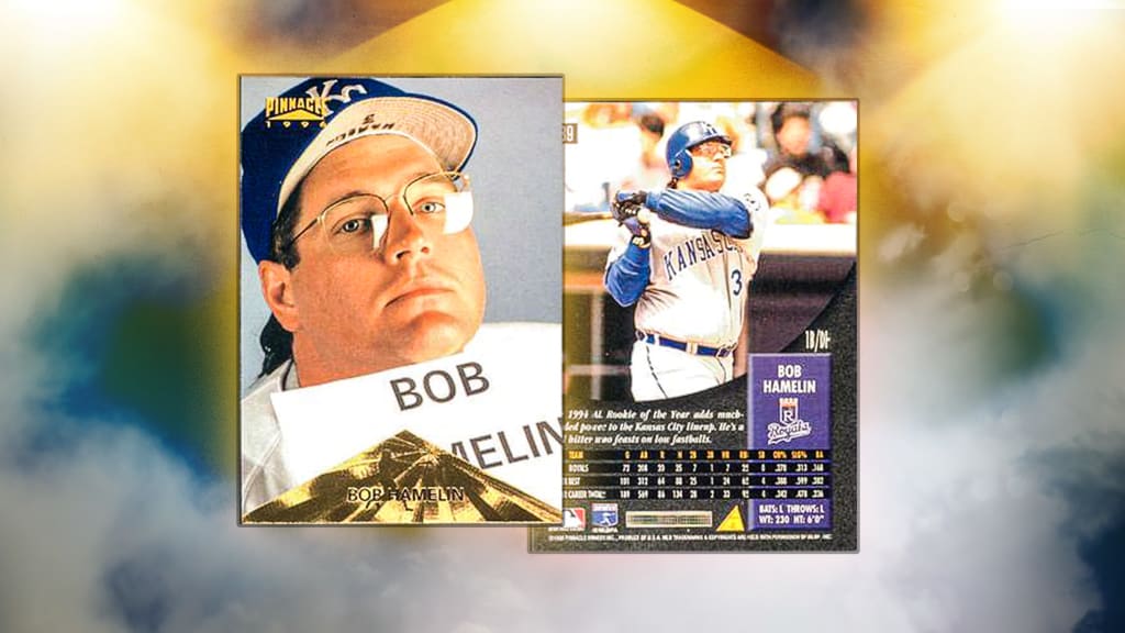 I would like to present the greatest baseball card of all time, 1996  pinnacle #289, Bob Hamelin : r/baseball