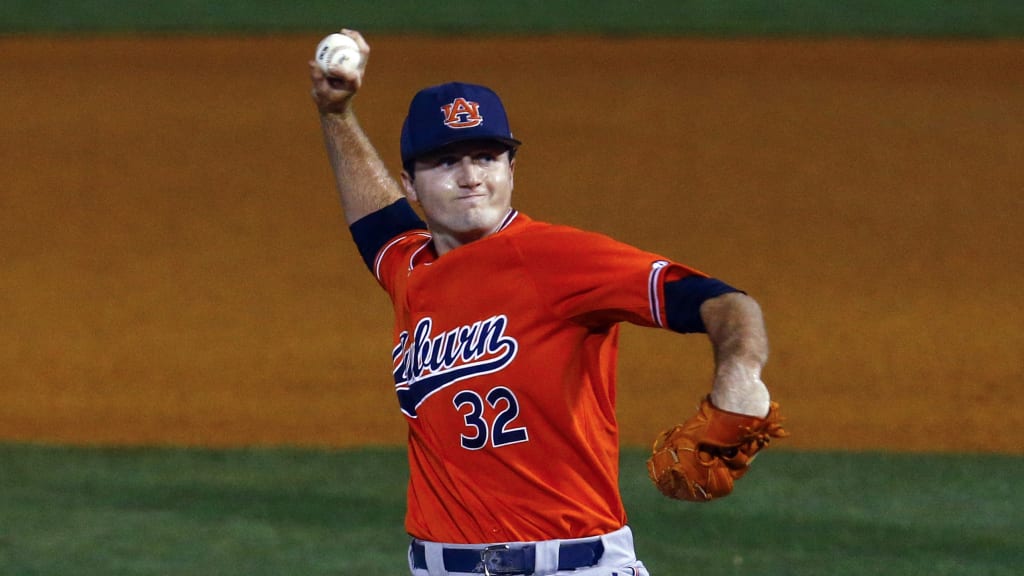 Casey Mize was tagged with the loss for Auburn against Texas A&M in his one game of the 2018 SEC Tournament.