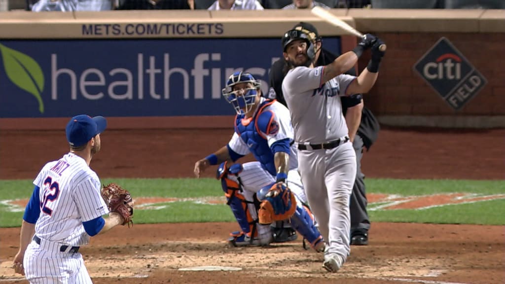 Jorge Alfaro of the Miami Marlins at bat against the Toronto Blue