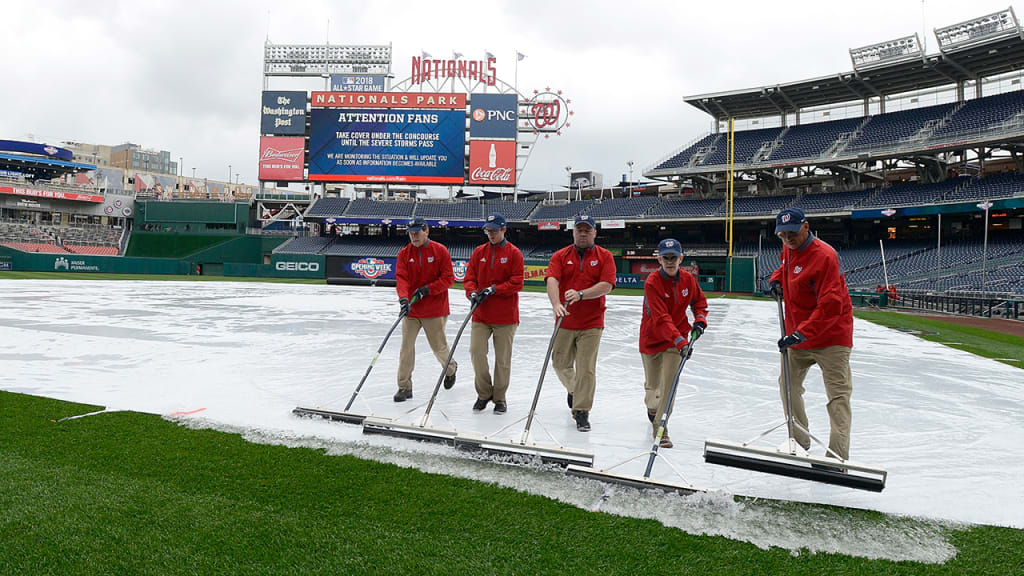 The series finale between Miami and Washington is delayed due to rain. (AP)