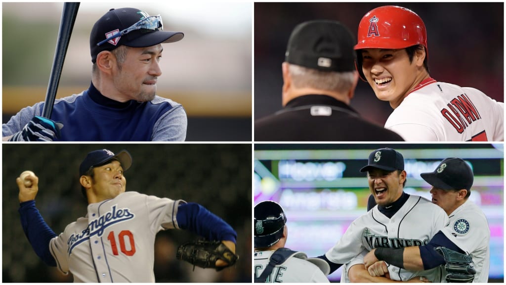 Shohei Ohtani runs across outfield to greet Mariners legend Ichiro