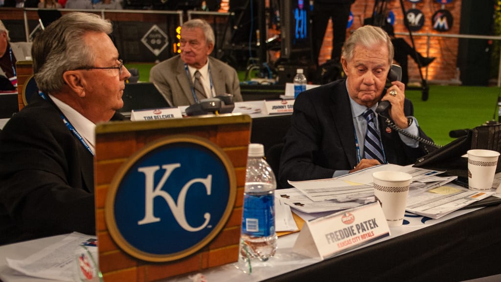 Art Stewart works the phones at the Royals' table during the 2013 MLB Draft. (Paige Calamari/Getty)