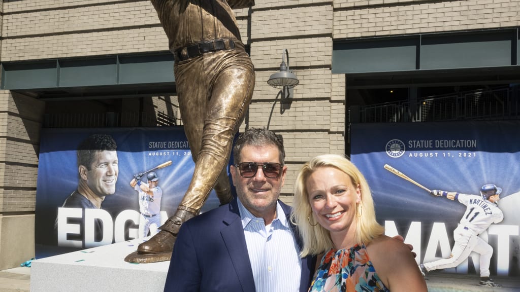 Edgar Martinez and Mandy at No. 11's statue unveiling.