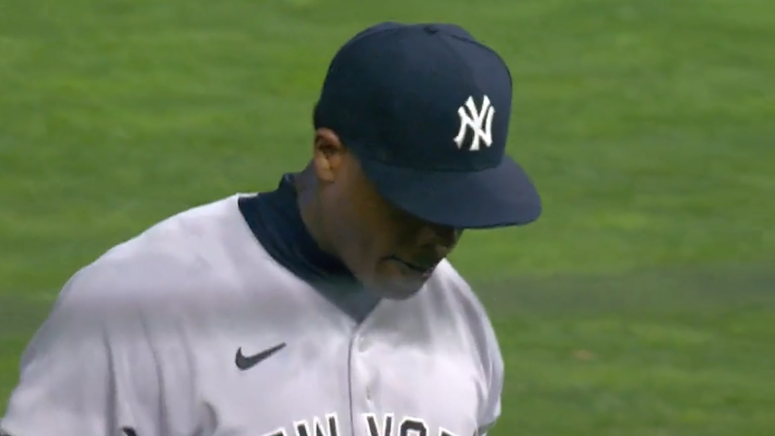 Yankees yankees uniform cannot put Aroldis Chapman on their