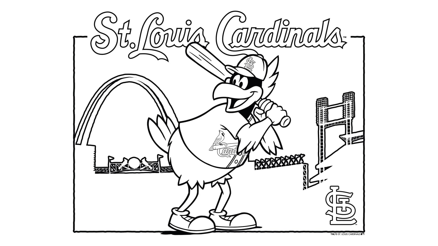 Louis Cardinals Logo Black And White - St Louis Cardinals Coloring Pages  PNG Image With Transparent Background