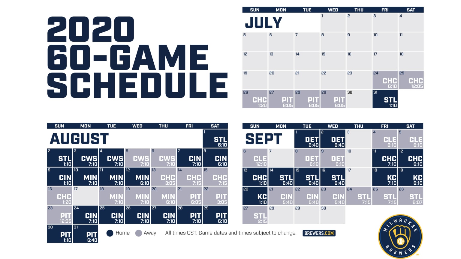Printable Schedule | Milwaukee Brewers