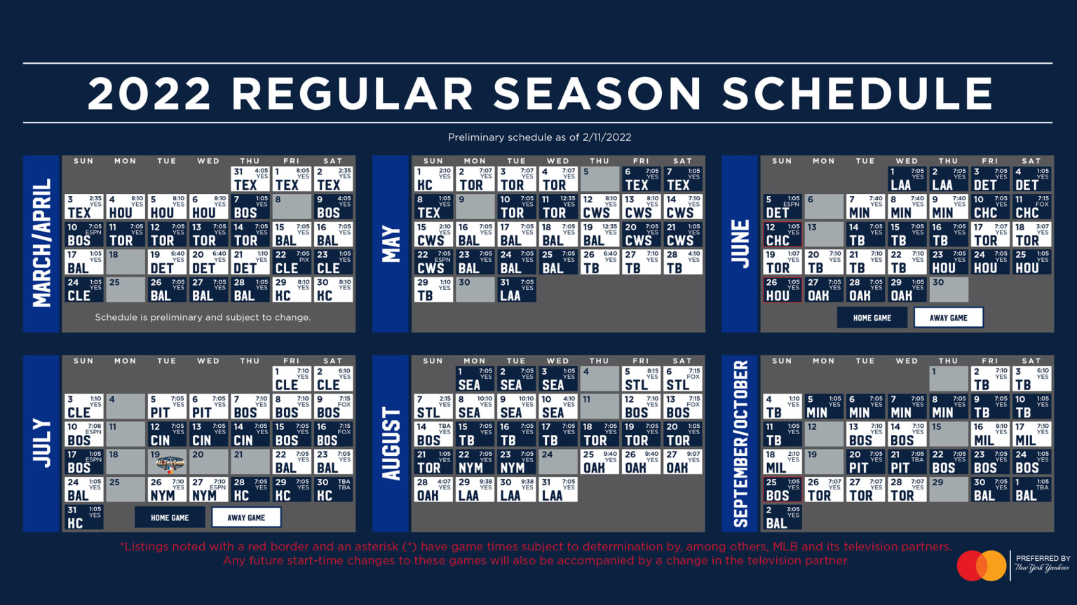 Mlb Schedule July 2022 Yankees Printable Schedule | New York Yankees