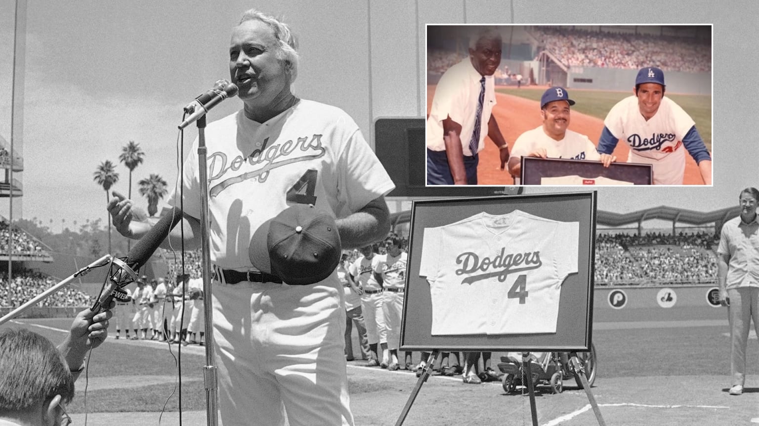 On June 4, 1972, the Dodgers retired three jersey numbers: Roy