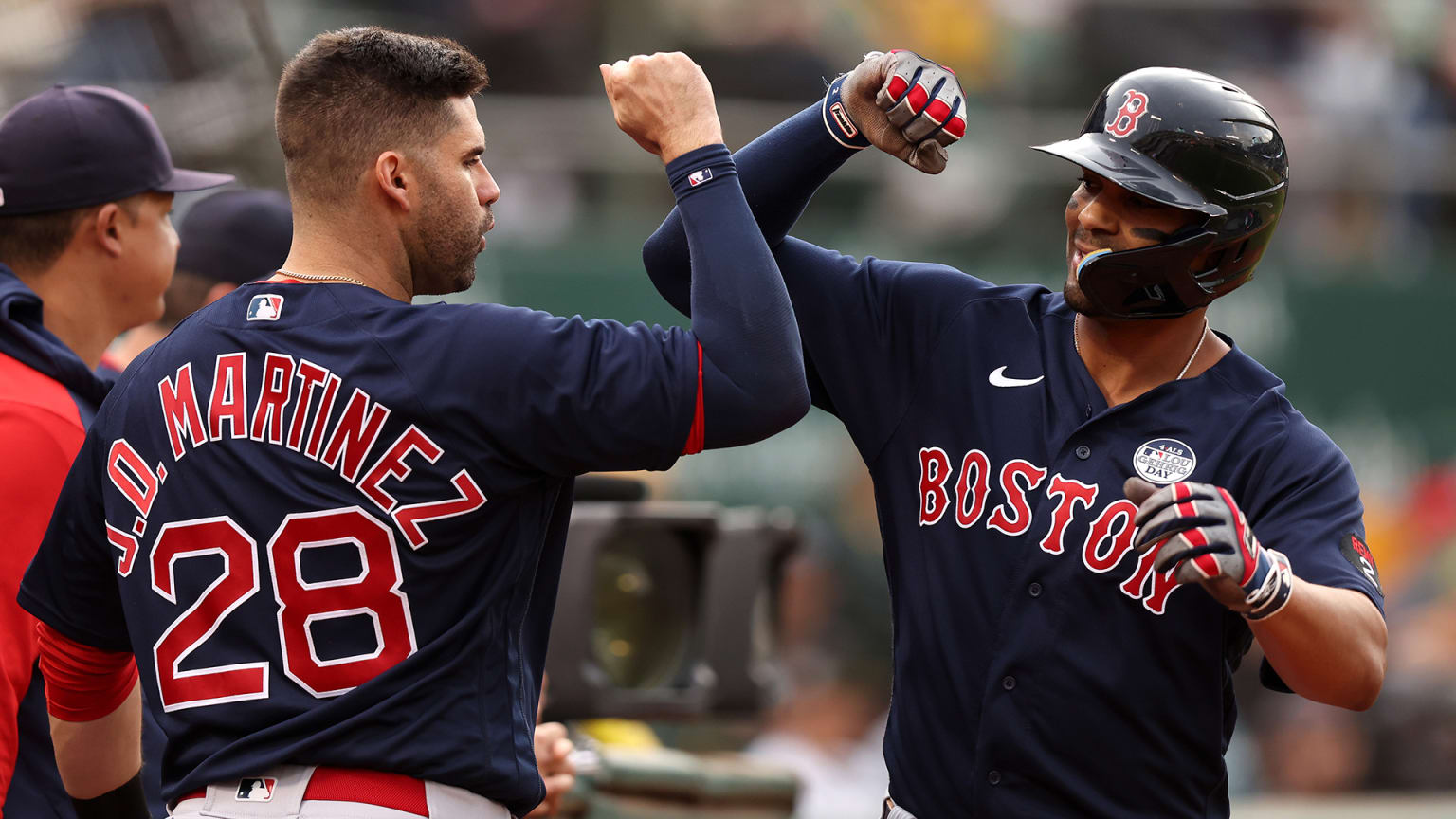 Red Sox J.D. Martinez and Xander Bogaerts bash forearms
