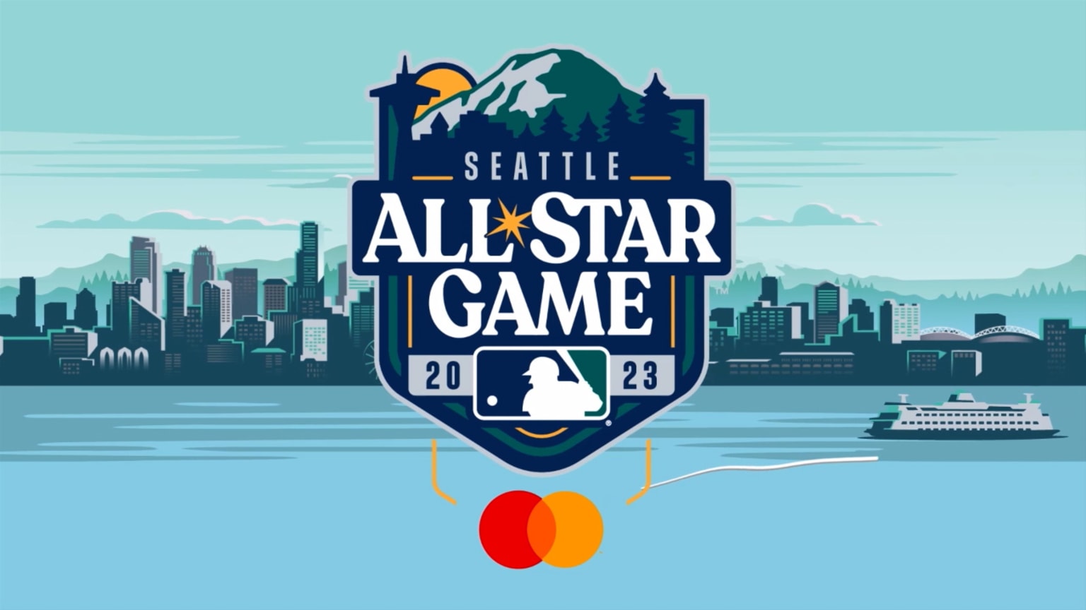 A graphic showing the 2023 All-Star Game logo and the Seattle skyline in the background