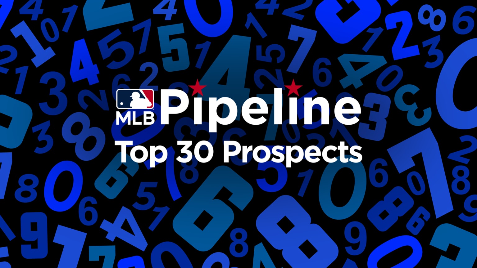 The words ''MLB Pipeline Top 30 Prospects'' in white against a background of scattered numbers in various shades of blue